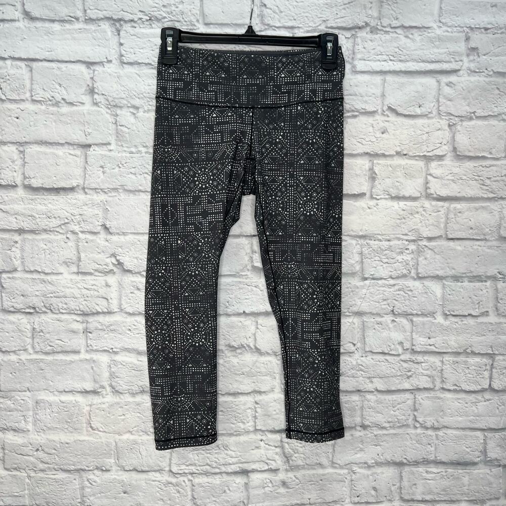 prAna Womens Capri Leggings Charcoal Gray Geometric Size XS Workout Yoga